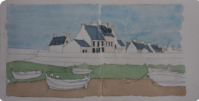 Bateaux à marée basse à Loctudy