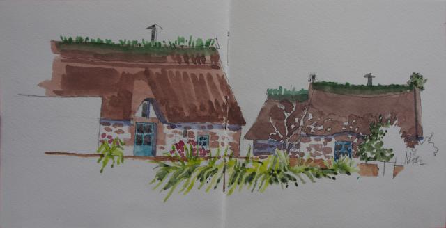 Maisons au toit de chaume à Penmach