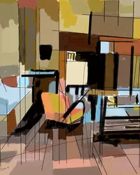 oeuvre digitale, abstrait-figuratif, intérieur maison