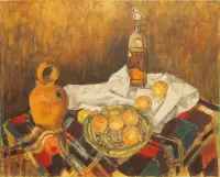 Peinture, huile, Nature morte, oignons