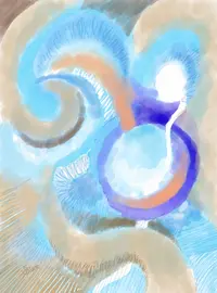 Cartographie intérieure III, spirales, art digital, abstrait, bleu, sable, violet