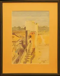 Peinture, aquarelle, Aigues-Mortes, remparts