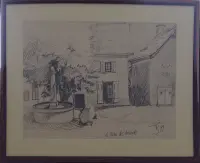 Dessin, fontaine, la Roche des Arnauds, Crayon